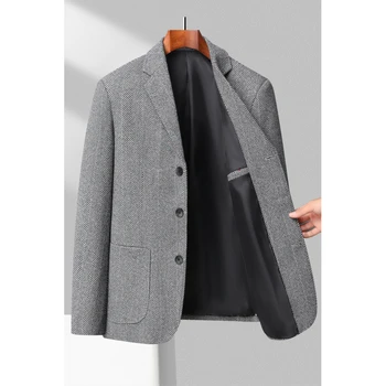Boutique Fashion Gentleman English Style Casual Slim-fit Wool Gentleman Elegant Micro Elastic Marriage Business Career Blazer