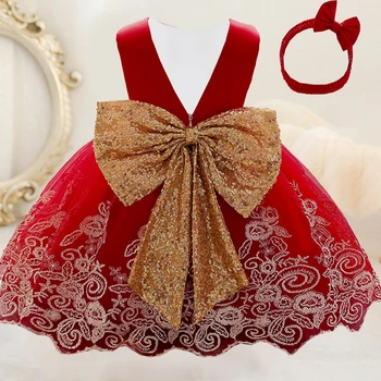 Bow Коледна рокля за момичета Елегантно цвете момиче рожден ден парти детски рокли рокля принцеса сватба официални вечерни гала костюми