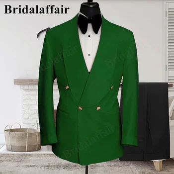 Bridalaffair дълбоко зелен реколта костюм за мъже тънък годни 2 парчета нетактичност комплект кожа костюм Homme Terno Masculino по поръчка