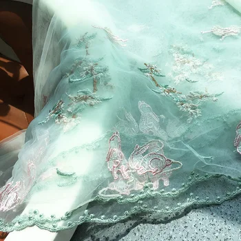 Bunny дантела декоративна бродерия плат лято свежа светлина марля декоративна тъкан розово зелено по избор