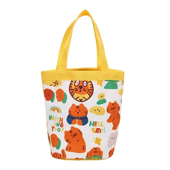 Canvas кофа чанта сладък карикатура тигър печат хранителни чанти горната дръжка мъкна