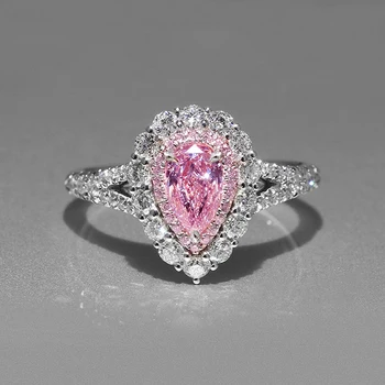 CAOSHI Деликатен розов циркониев пръстен Женска церемония по годеж Бижута Мода Грациозна дама сватбена лента Разкошни аксесоари