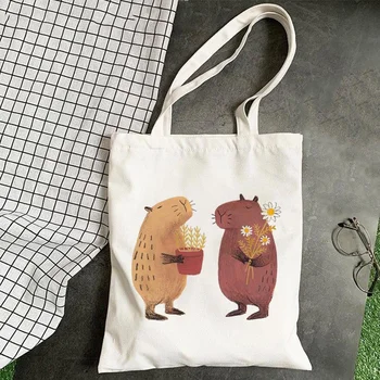 Capybara пазарска чанта карикатура сладко животно рамо чанти книга чанти за студенти