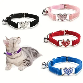 Cat Collar DIY Rhinestone Cat Dog Collar for Puppy Small Dogs Pet Kitten Cat Collar Колие Colorful Diamond Bell Cat Collar