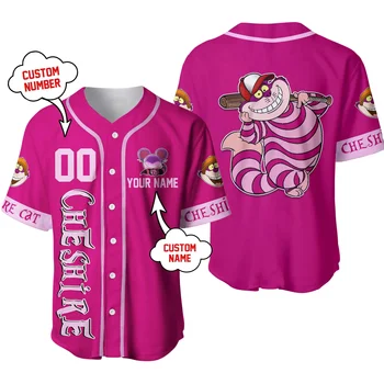 Cheshire Cats бейзболни фланелки персонализирано име Мъжки и дамски бейзболни униформи на Дисни Мода реколта риза с къс ръкав потници