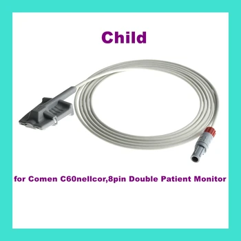Child пръст клип ухо клип силиконов дълъг кабел за многократна употреба Spo2 кислород сензор за Comen C60nellcor, 8pin двоен пациент монитор