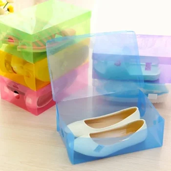 Clear пластмасови обувки кутия за съхранение деца/жени/мъже прозрачни обувки организатор сгъваеми обувки случай притежателя дома организатор