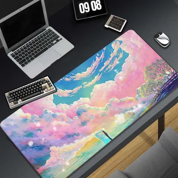Cloud Large Mouse Pad XXL 90x40cm Speed Teclado E Mouse Gamer Mat Keyboard Pads Rubber Soft Desk Mice Pad Pink Scenery Mause Pad