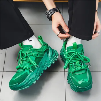 Coslony 2023 Мъжки обувки Улично облекло Мъжки маратонки Ежедневни дизайнерски платформи Мъжки маратонки Модерни зелени мъжки модни маратонки