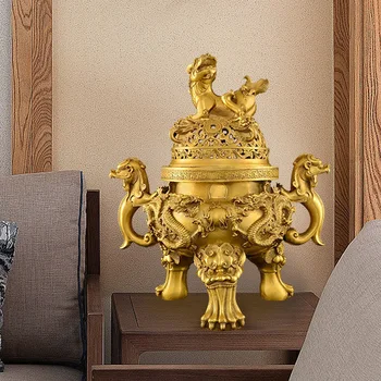 Creative Brass трикрак животински форма ароматерапия горелка, вътрешен Kowloon тамян печка, Буда зала, куче скулптура форма