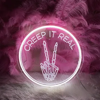 Creep It Real Neon Sign Carve Personal Custom Led Lights For Propose Party Decoration Bedroom Decor Bars Wall Neon Inscription