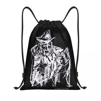 Custom Yohji Yamamotos Scribble Portrait Drawn Bag for Shopping Yoga Backpacks Men Women Sports Gym Sackpack