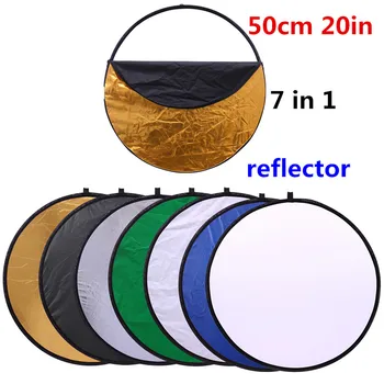 CY 20'' 50cm 7 в 1 ръкохватка Преносим сгъваем светлинен кръгъл фотографски рефлектор за студио мулти фото диск компресирана чанта