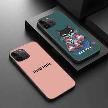 Design-miu калъф за телефон за iPhone 14 13 12 11 Plus Mini Pro Max Soft Black Shell Cover