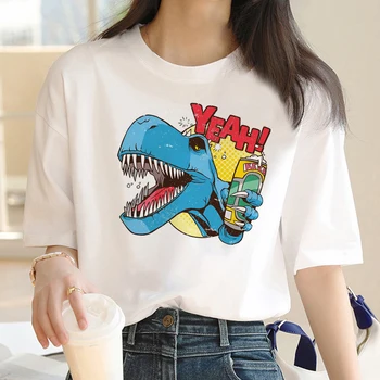 Dinosaur Beer Tee жени лято смешно тениска момиче графично облекло