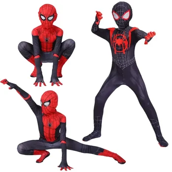 Disney Cosplay Jumpsuit Superhero Amazing Spidermans Miles Spidey Venom Spidermans Costume Bodysuit for Kids Zentai Kids Gift