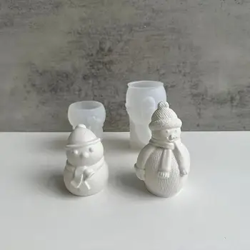 Diy 3d снежен човек силиконови форми ароматни свещи мазилка коледни орнаменти смола гипс мухъл ръчно изработени сапун свещ вземане доставки