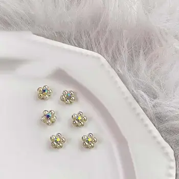 DIY маникюр сплав кристал нокти бормашини цвете нокти бижута нокти изкуство декорации перла флорални нокти орнаменти 3D нокти сексапил