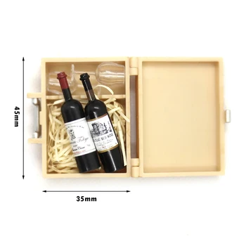 Dollhouse миниатюрни реколта дървени вино кутия за съхранение подарък кутия общо предназначение вино опаковка кутия реколта дървени съхранение случай играчка