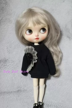 Dula Doll Clothes Dress Дълъг черен суитчър Blythe Qbaby ob24 ob22 Azone Licca ICY ДжериБ 1/6 Bjd кукла