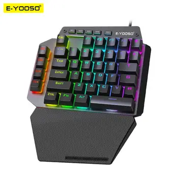 E-YOOSO K700 RGB Механична Gaming Механична клавиатура с една ръка Червен превключвател 44 Ключови програмируеми игри за компютър PC лаптоп