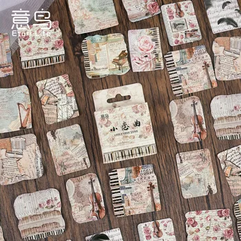 Etori Life 46pcs музикални стикери, ретро изящни творчески ръчни книги албум декоративни стикери запечатани стикери 