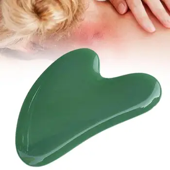 Face Guasha Tool Нефритен цвят Сърцевидна Предотвратяване на бръчки Зелена бръчка Намаляване на масажа на краката GuaSha Board