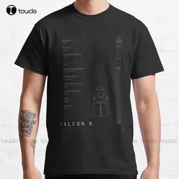 Falcon 9 Blueprint класическа тениска тежка категория тениски за мъже къс ръкав смешно тениски Xs-5Xl унисекс улично облекло ретро