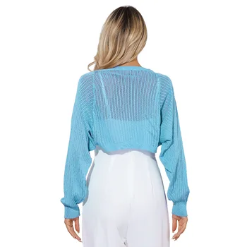 Fashion Summer and Spring Women's Hollow Out Short Knitted Cardigan Female Sun Protection Air Conditioning Трикотажна тънка жилетка