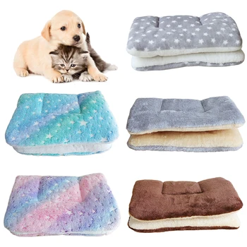 Flannel Pet Mat Dog Bed Thicken Plush Cushion Winter Blanket Carpet Mattress Soft Pad Cover Towel Kennel Dogs Cats Accesorios