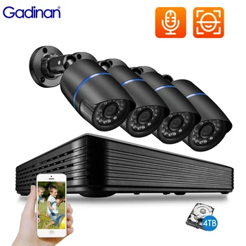 Gadinan CCTV H.265AI 5MP POE NVR Външен NVR комплект за охранителна камера Разпознаване на лица 5MP / 4MP IP камера Система за домашно видеонаблюдение