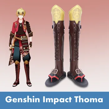 Game Genshin Impact Thoma Cosplay обувки Genshin Thoma Хелоуин обувки за мъже Cosplay Boot