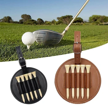 Golf Tee Holder Организатор Pu кожа Golf Tee чанта за съхранение 5 Tee дупки висящи колан за мъже жени голф аксесоари