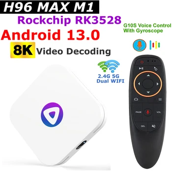 H96 MAX M1 Android 13 телевизионна кутия Rockchip RK3528 Поддръжка на 8K видео декодиране Media Player 2.4G / 5G Dual WiFi BT 4K HDR Set Top Box