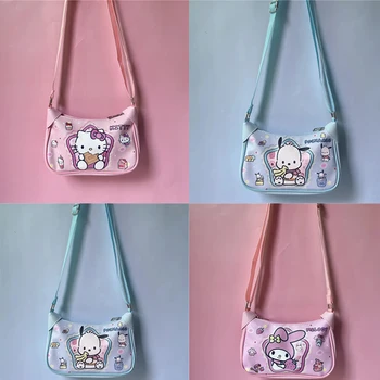 Hello Kitty Sanrio аниме карикатура Kuromi Kawaii чанта двустранен печат диагонал педя рамо чанти Pu вода доказателство ръка чанта