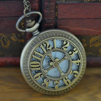 Hollow ретро късмет грамофон форма цифров кварцов джобен часовник мъже фенове сувенирни подаръци с 80 см врата верига подарък часовник