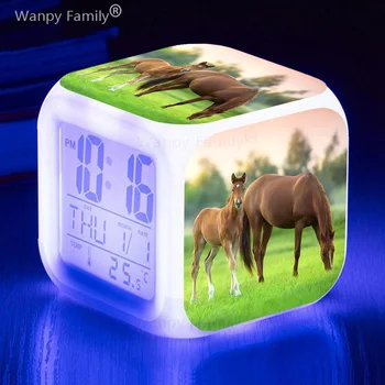 Horse 7Color светещи LED будилник детска стая докосване сензор събуждане таймер кон Despertador за деца рожден ден