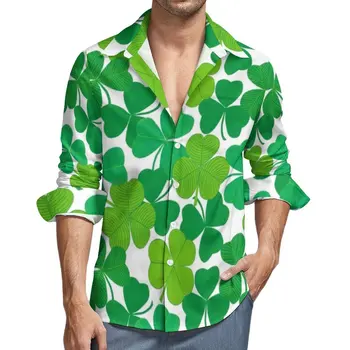 HX Модни мъжки ризи Ирландски ден на Свети Патрик Детелина Ризи с дълъг ръкав за мъже Върхове Ежедневна риза Улично облекло Дропшипинг