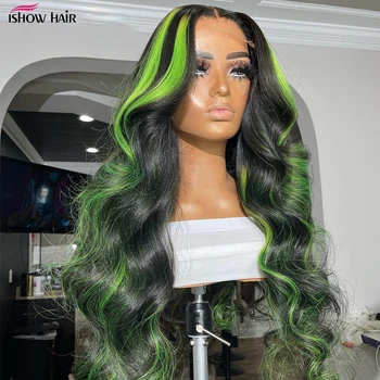 Ishow Green Highlight перука човешка коса без лепило 13x4 тяло вълна дантела предни перуки бразилски цветни HD дантела фронтална перука човешка коса