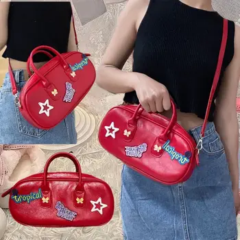 JIAERDI Star Y2k пратеник чанта жени нови реколта бродерия дръжка червен кръст чанти чантата женски Harajuku сладък чанта дами