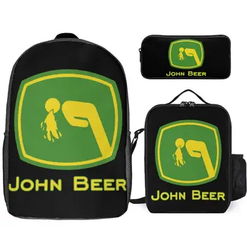 John Beer Durable Cosy Field Pack 3 в 1 комплект 17 инчов раница обяд чанта писалка чанта пътуване класически