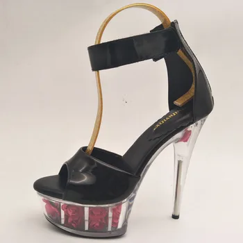LAIJIANJINXIA Нов 15CM / 6inches PU горен модел секси екзотични висок ток платформа парти жени сандали полюс танц обувки K204