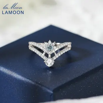 LAMOON скъпоценен камък пръстен естествени топаз пръстени за жени кралица корона 925 стерлинги сребърен пръстен бяло злато покритие аксесоари RI078