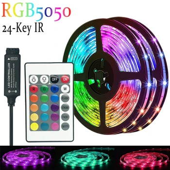Led светлини за спалня музика синхронизиране цвят промяна 5050 RGB LED лента за домашно парти с 24 ключ IR дистанционно