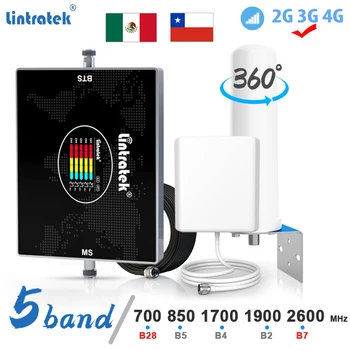 Lintratek 5 Band 2G 3G 4G клетъчен усилвател B28 700 850 1700 1900 2600 Ретранслатор на мобилен телефон LTE GSM B7 усилвател на мрежов сигнал
