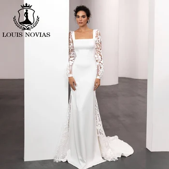 LOUIS NOVIAS русалка сватбена рокля 2023 Dreamy Slim квадратна яка апликации четка влак висок клас сватбена рокля vestidos de novia
