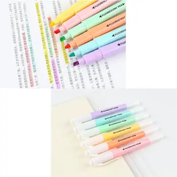 M17F 6 цвята Двукрайни маркери Преносим флуоресцентен цветен маркер Pen Quick Dry за дете за възрастни дневник оцветяване