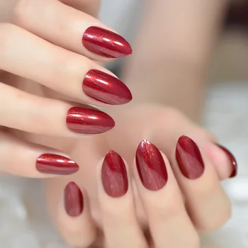 Medium бадем чист червен цвят гел съвети декорация ноктите фалшива ръка манекен по избор блясък с пълнеж стик на ноктите IMABC
