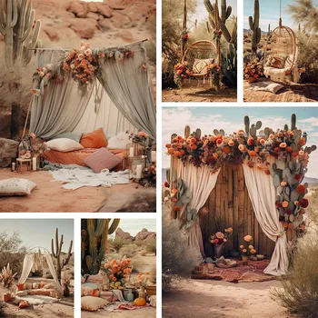 Mehofond фотография фон Бохо Мексико пустинен кактус възрастен рожден ден сватба майчинство портрет декор