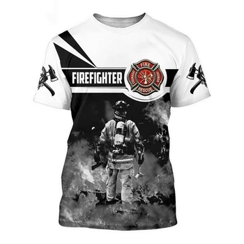 Men Summert T Shirt Firefighter Printed 3D All Over Print T Shirt Cosplay Costume Short Sleeve O Neck Casual Top Tees Oversized